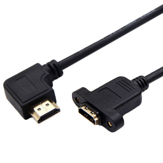 Right Elbow HDTV Male to Female Extension Cable with Ear Screw Holes, Length: 0.5m by buy2fix