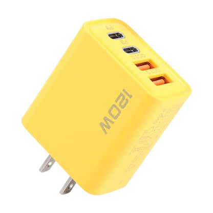 KO-71 120W Dual PD Type-C + Dual QC3.0 USB Multi Ports Charger, Plug:US Plug(Yellow) by buy2fix