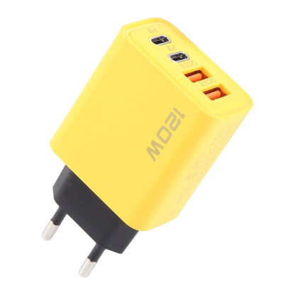 KO-71 120W Dual PD Type-C + Dual QC3.0 USB Multi Ports Charger, Plug:EU Plug(Yellow) by buy2fix