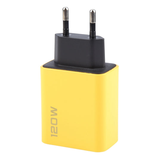 KO-71 120W Dual PD Type-C + Dual QC3.0 USB Multi Ports Charger, Plug:EU Plug(Yellow) by buy2fix