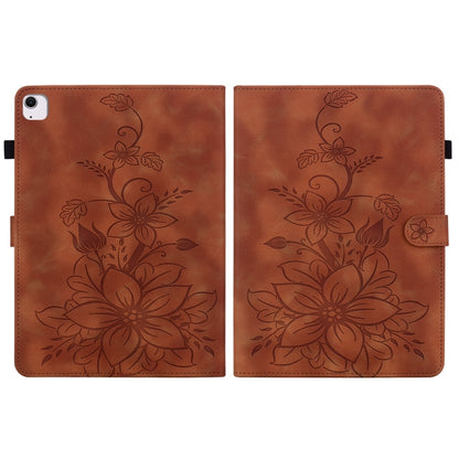 For iPad Air 13 2025 / 2024 Lily Embossed Leather Smart Tablet Case(Brown) - iPad Air 13 2025 / 2024 Cases by buy2fix | Online Shopping UK | buy2fix