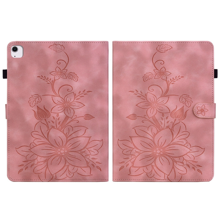 For iPad Air 13 2025 / 2024 Lily Embossed Leather Smart Tablet Case(Pink) - iPad Air 13 2025 / 2024 Cases by buy2fix | Online Shopping UK | buy2fix