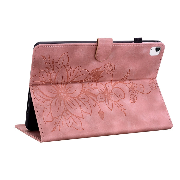 For iPad Air 13 2025 / 2024 Lily Embossed Leather Smart Tablet Case(Pink) - iPad Air 13 2025 / 2024 Cases by buy2fix | Online Shopping UK | buy2fix