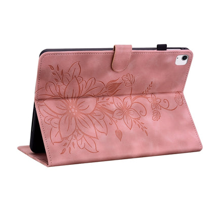 For iPad Air 13 2025 / 2024 Lily Embossed Leather Smart Tablet Case(Pink) - iPad Air 13 2025 / 2024 Cases by buy2fix | Online Shopping UK | buy2fix