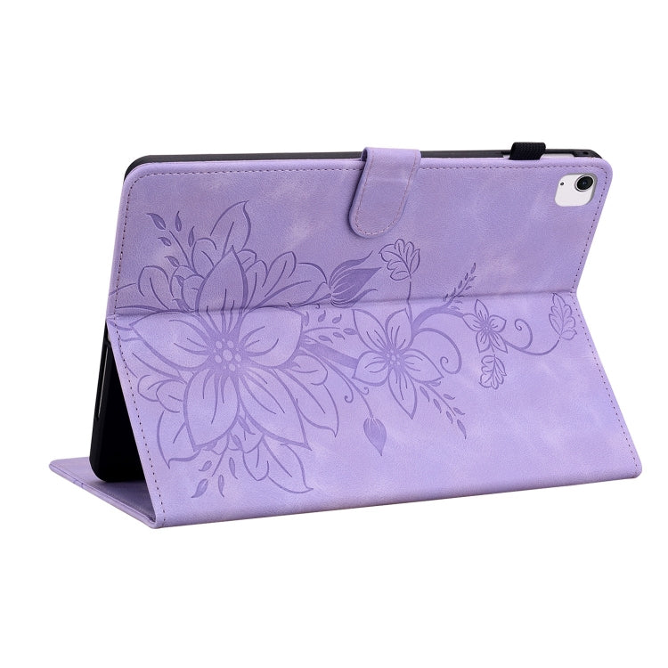 For iPad Air 13 2025 / 2024 Lily Embossed Leather Smart Tablet Case(Purple) - iPad Air 13 2025 / 2024 Cases by buy2fix | Online Shopping UK | buy2fix