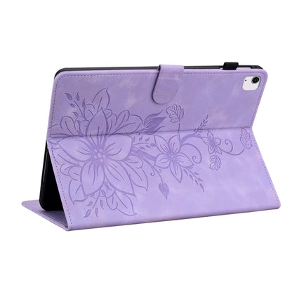 For iPad Air 13 2025 / 2024 Lily Embossed Leather Smart Tablet Case(Purple) - iPad Air 13 2025 / 2024 Cases by buy2fix | Online Shopping UK | buy2fix