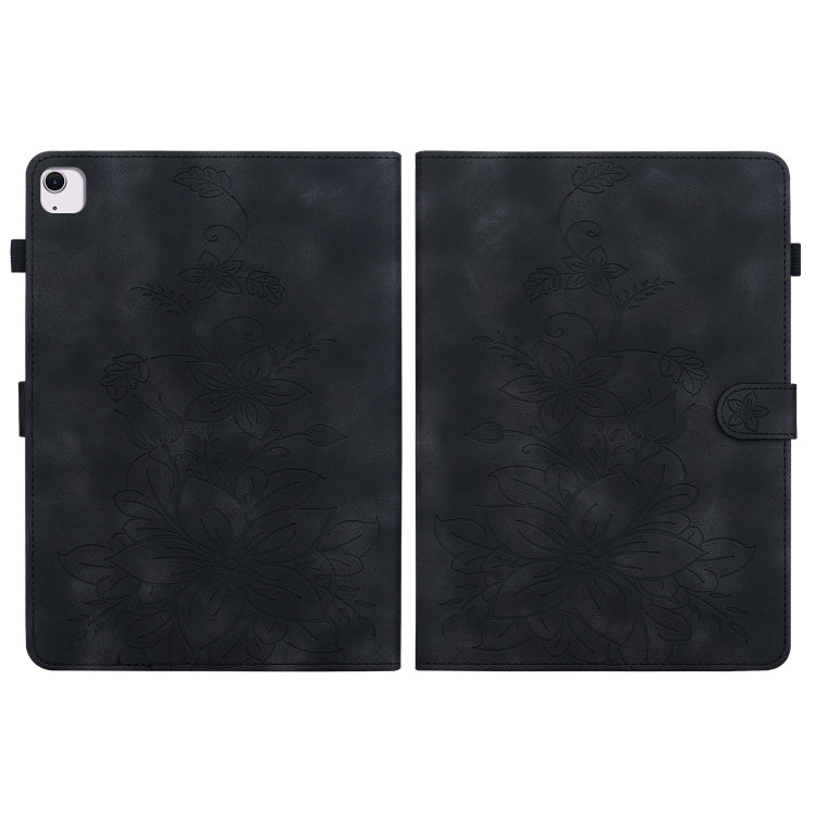 For iPad Air 13 2025 / 2024 Lily Embossed Leather Smart Tablet Case(Black) - iPad Air 13 2025 / 2024 Cases by buy2fix | Online Shopping UK | buy2fix
