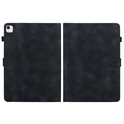 For iPad Air 13 2025 / 2024 Lily Embossed Leather Smart Tablet Case(Black) - iPad Air 13 2025 / 2024 Cases by buy2fix | Online Shopping UK | buy2fix