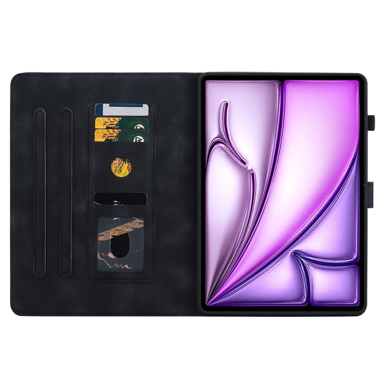 For iPad Air 13 2025 / 2024 Lily Embossed Leather Smart Tablet Case(Black) - iPad Air 13 2025 / 2024 Cases by buy2fix | Online Shopping UK | buy2fix