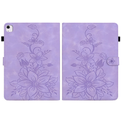 For iPad Air 11 2025 / 2024 Lily Embossed Leather Smart Tablet Case(Purple) - iPad Air 11 2025 / 2024 Cases by buy2fix | Online Shopping UK | buy2fix