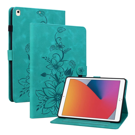 For iPad 10.2 2021 / Air 10.5 Lily Embossed Leather Smart Tablet Case(Green) - iPad 10.2 Cases by buy2fix | Online Shopping UK | buy2fix