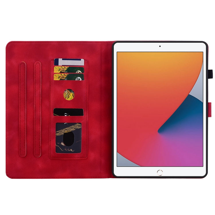 For iPad 10.2 2021 / Air 10.5 Lily Embossed Leather Smart Tablet Case(Red) - iPad 10.2 Cases by buy2fix | Online Shopping UK | buy2fix