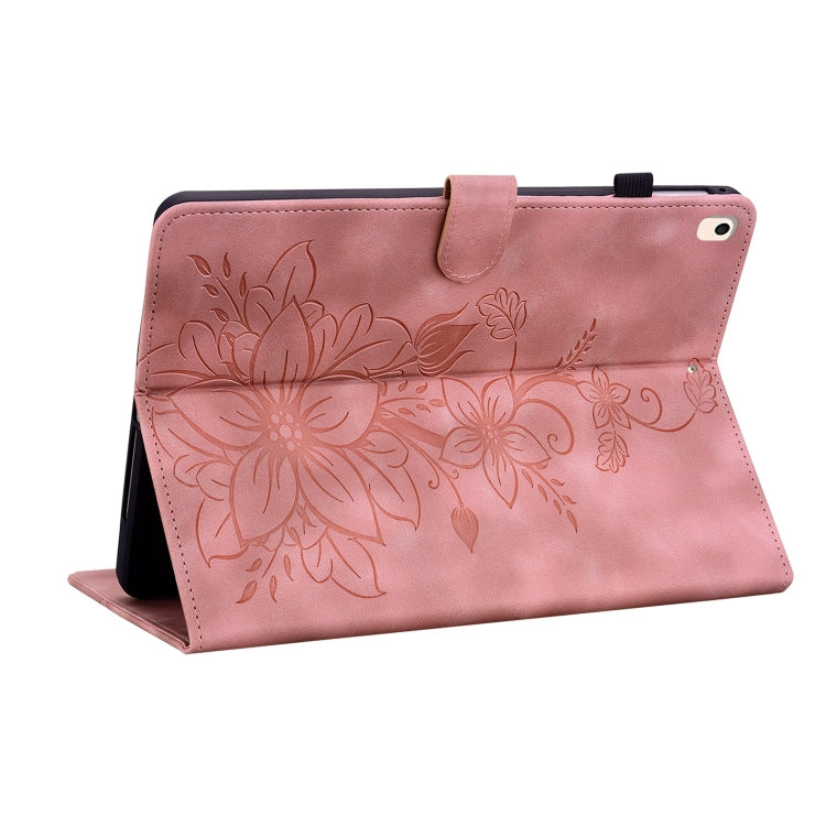 For iPad Air / Air 2 / 9.7 2017 / 2018 Lily Embossed Leather Smart Tablet Case(Pink) - iPad 9.7 (2018) & (2017) Cases by buy2fix | Online Shopping UK | buy2fix