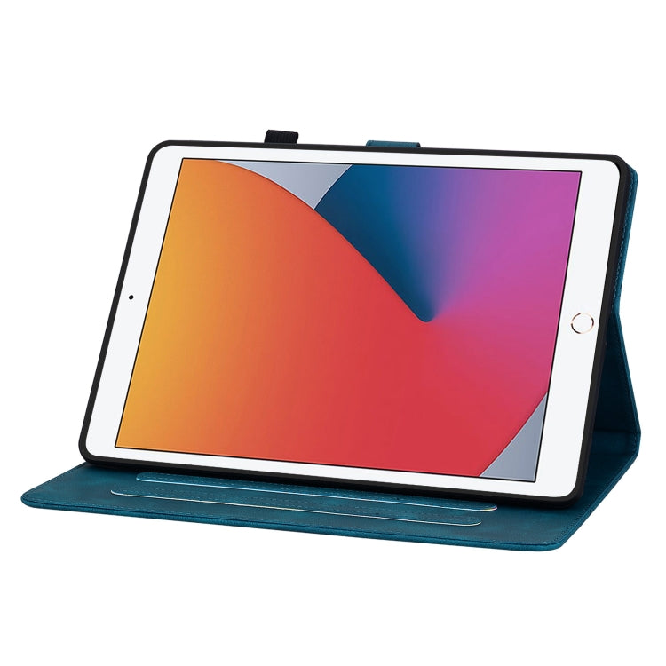 For iPad Air / Air 2 / 9.7 2017 / 2018 Lily Embossed Leather Smart Tablet Case(Dark Blue) - iPad 9.7 (2018) & (2017) Cases by buy2fix | Online Shopping UK | buy2fix