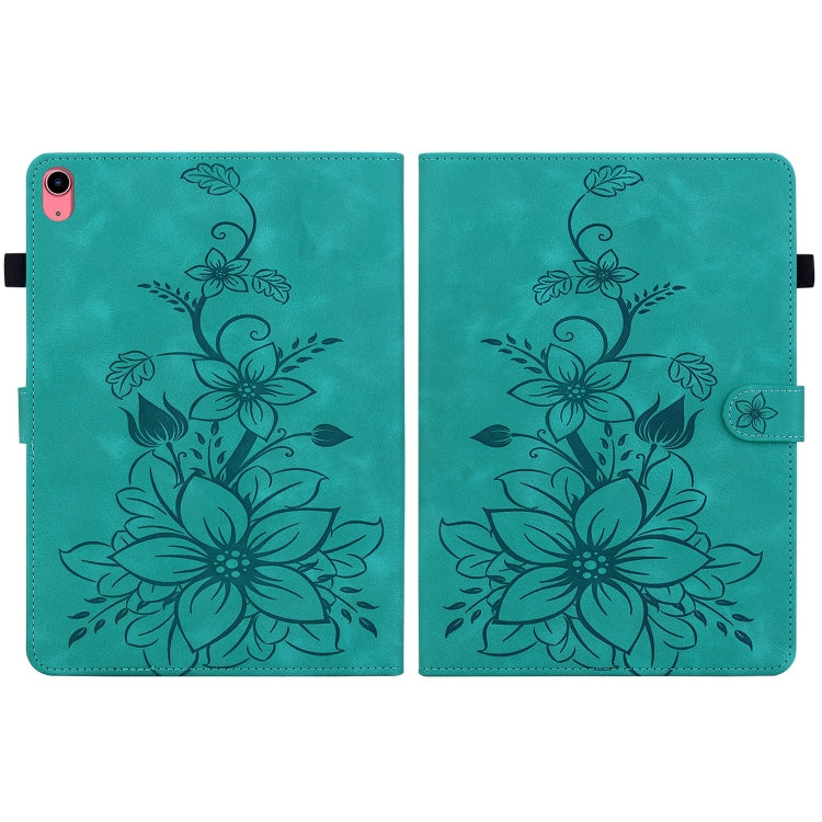 For iPad 2025 / 2022 Lily Embossed Leather Smart Tablet Case(Green) - iPad 2025 / 2022 Cases by buy2fix | Online Shopping UK | buy2fix