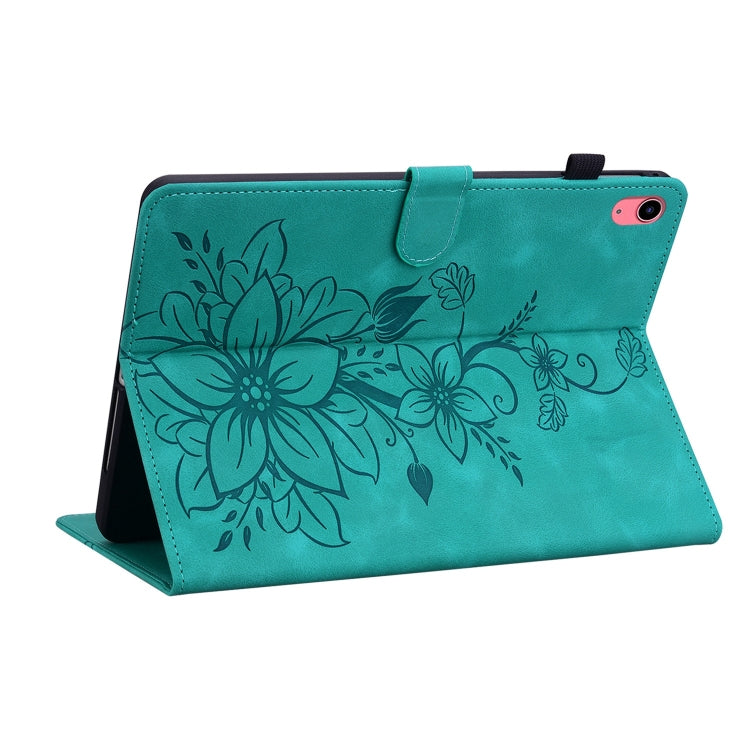 For iPad 2025 / 2022 Lily Embossed Leather Smart Tablet Case(Green) - iPad 2025 / 2022 Cases by buy2fix | Online Shopping UK | buy2fix