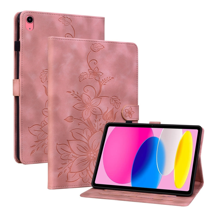 For iPad 2025 / 2022 Lily Embossed Leather Smart Tablet Case(Pink) - iPad 2025 / 2022 Cases by buy2fix | Online Shopping UK | buy2fix
