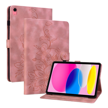 For iPad 2025 / 2022 Lily Embossed Leather Smart Tablet Case(Pink) - iPad 2025 / 2022 Cases by buy2fix | Online Shopping UK | buy2fix