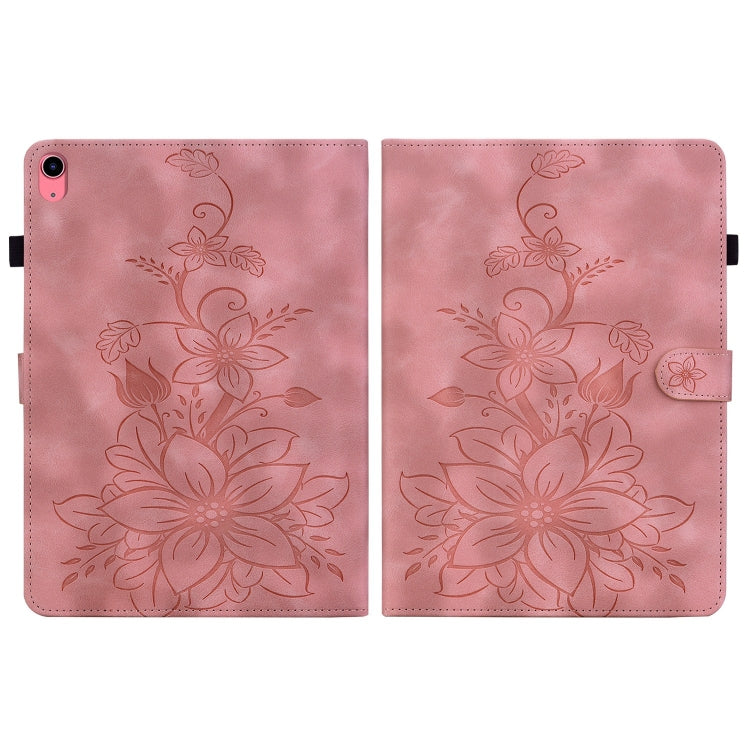 For iPad 2025 / 2022 Lily Embossed Leather Smart Tablet Case(Pink) - iPad 2025 / 2022 Cases by buy2fix | Online Shopping UK | buy2fix