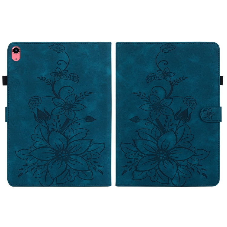 For iPad 2025 / 2022 Lily Embossed Leather Smart Tablet Case(Dark Blue) - iPad 2025 / 2022 Cases by buy2fix | Online Shopping UK | buy2fix