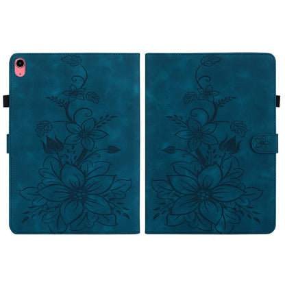 For iPad 2025 / 2022 Lily Embossed Leather Smart Tablet Case(Dark Blue) - iPad 2025 / 2022 Cases by buy2fix | Online Shopping UK | buy2fix