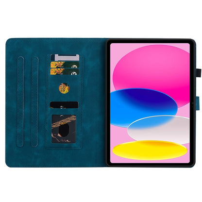 For iPad 2025 / 2022 Lily Embossed Leather Smart Tablet Case(Dark Blue) - iPad 2025 / 2022 Cases by buy2fix | Online Shopping UK | buy2fix