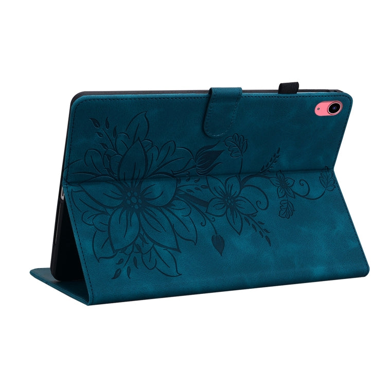 For iPad 2025 / 2022 Lily Embossed Leather Smart Tablet Case(Dark Blue) - iPad 2025 / 2022 Cases by buy2fix | Online Shopping UK | buy2fix