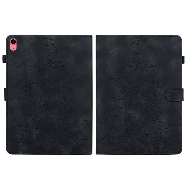 For iPad 2025 / 2022 Lily Embossed Leather Smart Tablet Case(Black) - iPad 2025 / 2022 Cases by buy2fix | Online Shopping UK | buy2fix