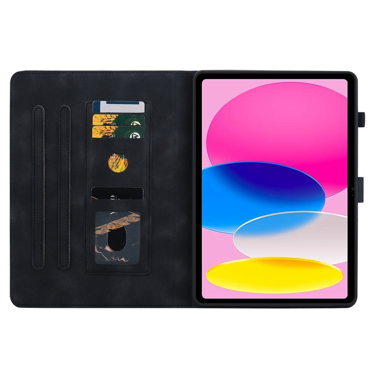 For iPad 2025 / 2022 Lily Embossed Leather Smart Tablet Case(Black) - iPad 2025 / 2022 Cases by buy2fix | Online Shopping UK | buy2fix