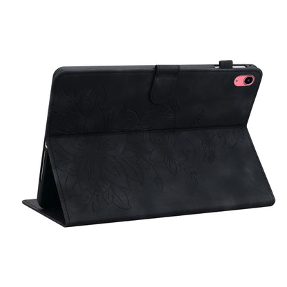 For iPad 2025 / 2022 Lily Embossed Leather Smart Tablet Case(Black) - iPad 2025 / 2022 Cases by buy2fix | Online Shopping UK | buy2fix