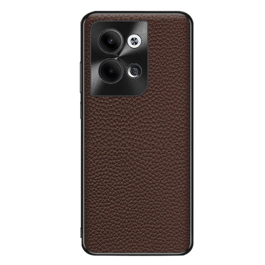 For OPPO Reno9 Pro Genuine Leather Litchi Texture Phone Case(Coffee) by buy2fix