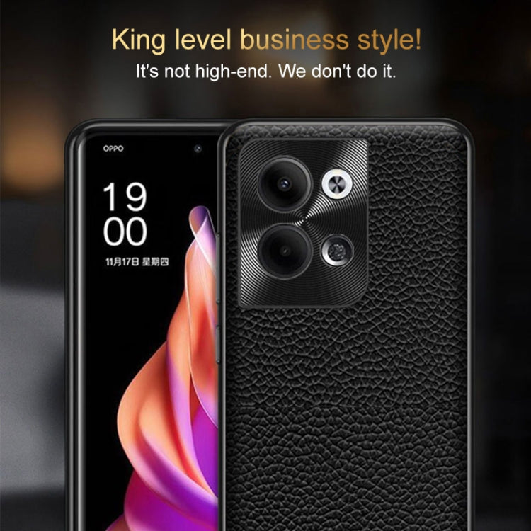 For OPPO Reno9 Pro Genuine Leather Litchi Texture Phone Case(Coffee) by buy2fix