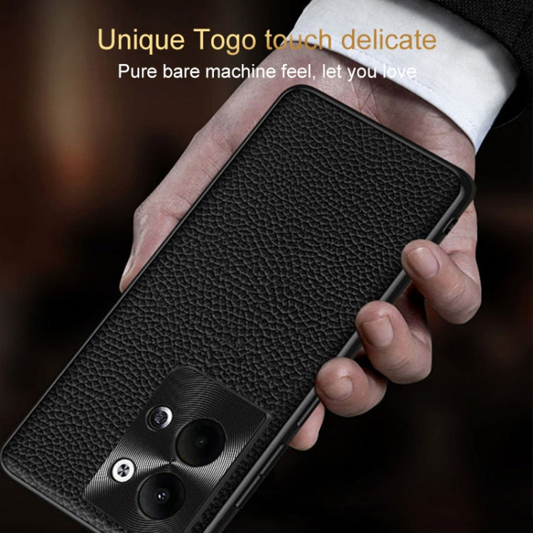 For OPPO Reno9 Pro Genuine Leather Litchi Texture Phone Case(Coffee) by buy2fix