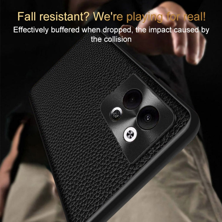 For OPPO Reno9 Pro Genuine Leather Litchi Texture Phone Case(Coffee) by buy2fix