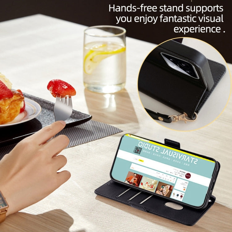 For Motorola Moto G Play 4G 2024 Crossbody Chain Leather Phone Case(Black) by buy2fix