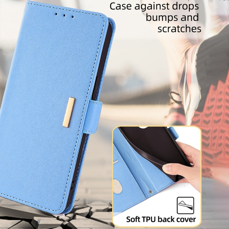 For Motorola Moto G Play 4G 2024 Crossbody Chain Leather Phone Case(Blue) by buy2fix