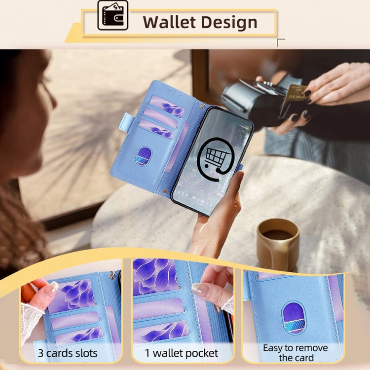 For Motorola Moto G Play 4G 2024 Crossbody Chain Leather Phone Case(Blue) by buy2fix