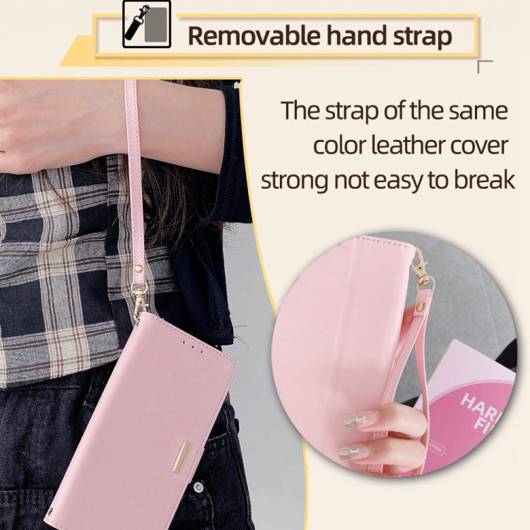 For Motorola Moto G Play 4G 2024 Crossbody Chain Leather Phone Case(Pink) by buy2fix