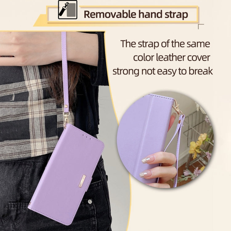 For Motorola Moto G Play 4G 2024 Crossbody Chain Leather Phone Case(Purple) by buy2fix