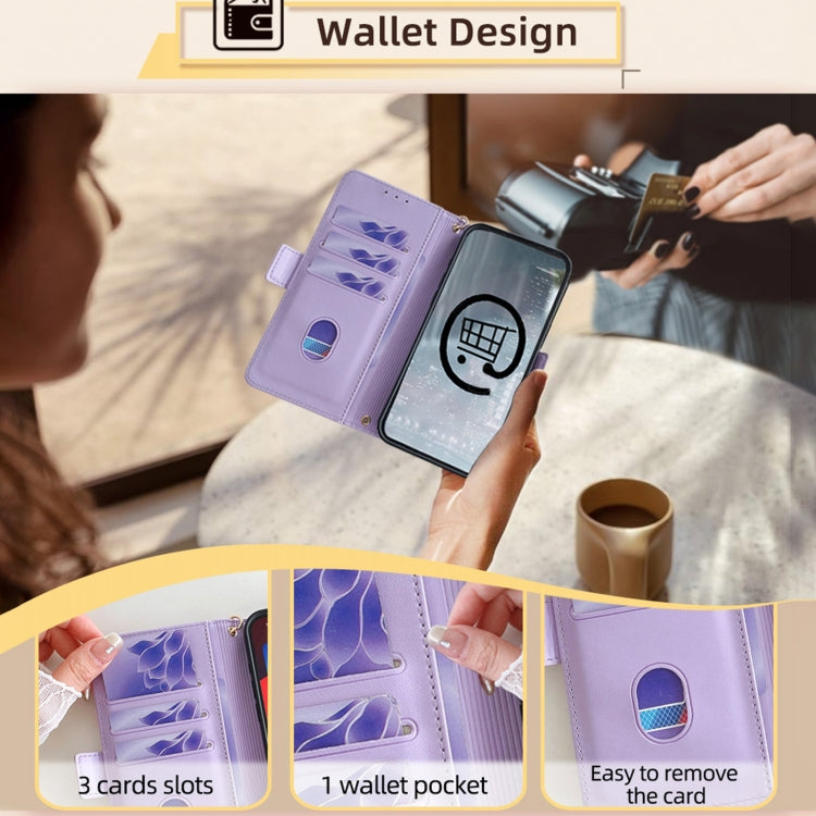 For Motorola Moto G Play 4G 2024 Crossbody Chain Leather Phone Case(Purple) by buy2fix