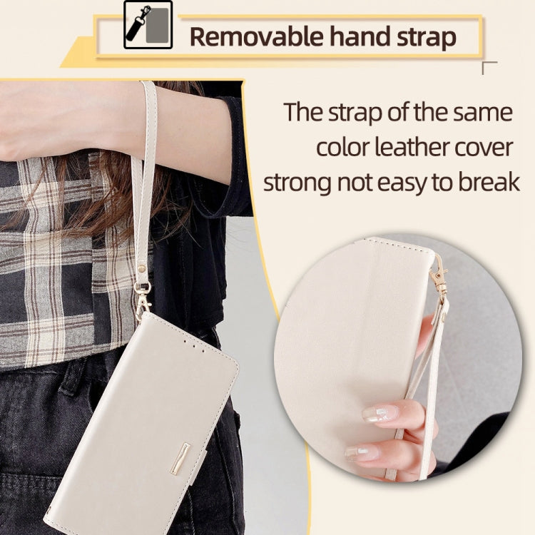 For Motorola Moto G Play 4G 2024 Crossbody Chain Leather Phone Case(White) by buy2fix