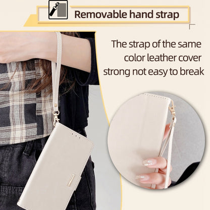 For Motorola Moto G Play 4G 2024 Crossbody Chain Leather Phone Case(White) by buy2fix