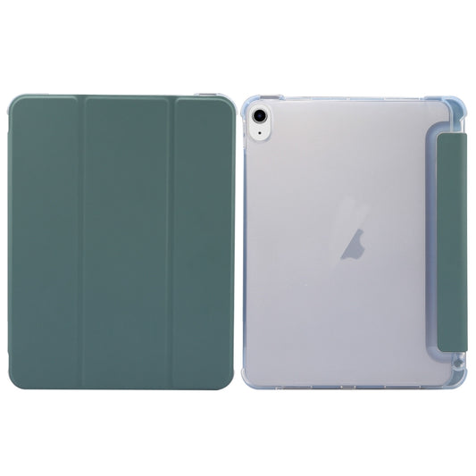 For iPad Air 11 2025 / 2024 3-folding Electric Pressed Skin Texture Leather Tablet Case(Deep Green) - More iPad Cases by buy2fix | Online Shopping UK | buy2fix