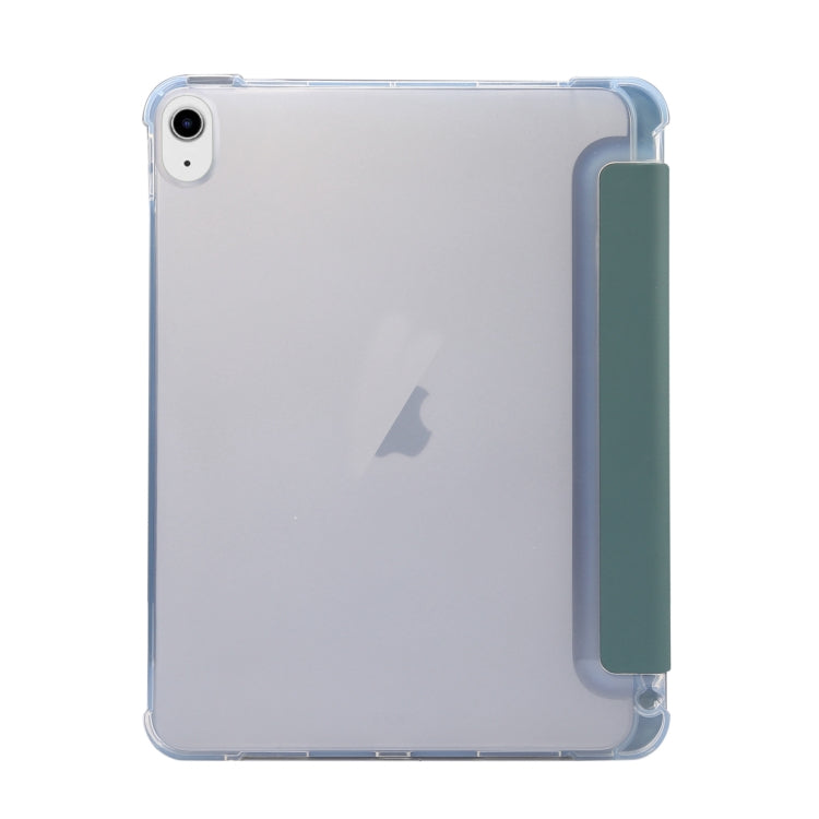 For iPad Air 11 2025 / 2024 3-folding Electric Pressed Skin Texture Leather Tablet Case(Deep Green) - More iPad Cases by buy2fix | Online Shopping UK | buy2fix