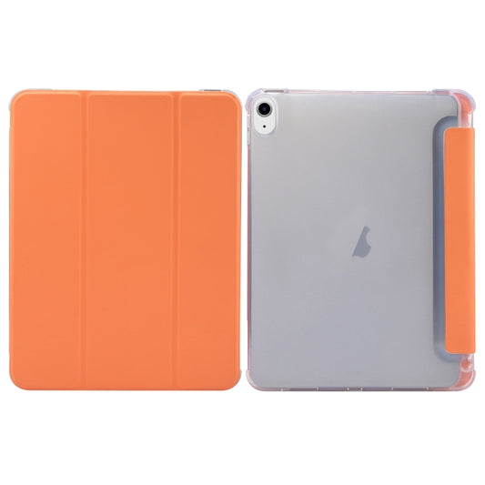 For iPad Air 11 2025 / 2024 3-folding Electric Pressed Skin Texture Leather Tablet Case(Orange) - More iPad Cases by buy2fix | Online Shopping UK | buy2fix