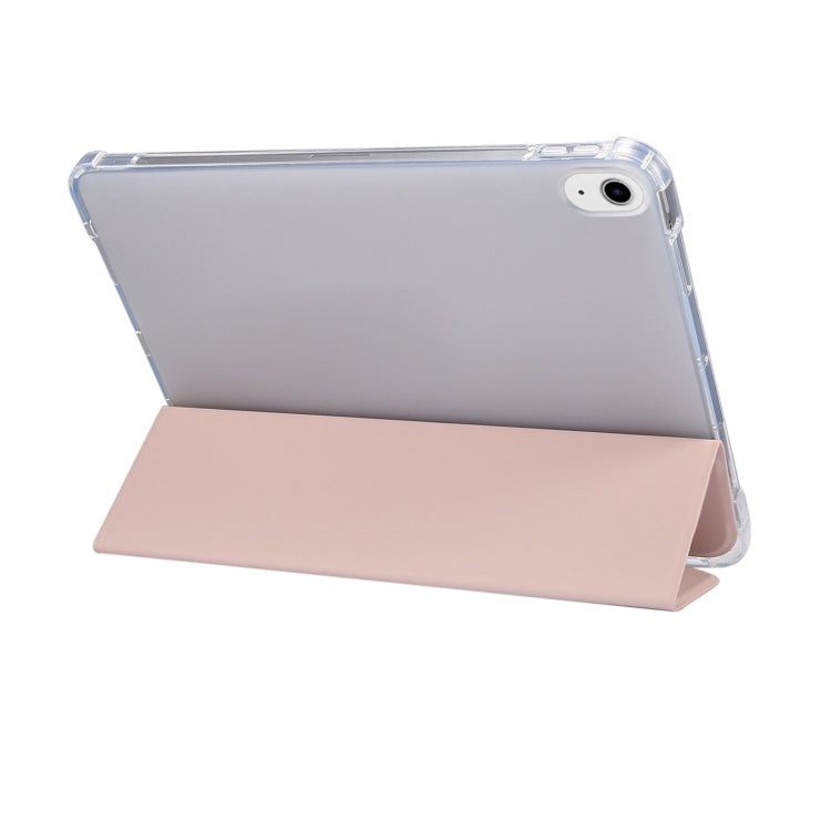 For iPad Air 11 2025 / 2024 3-folding Electric Pressed Skin Texture Leather Tablet Case(Light Pink) - More iPad Cases by buy2fix | Online Shopping UK | buy2fix