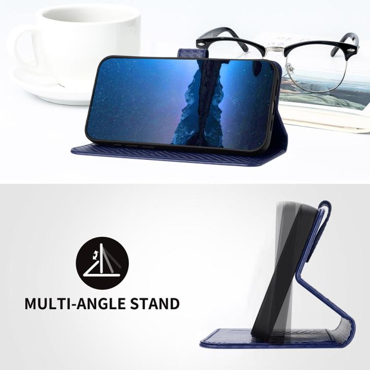 For iPhone Air YX0070 Carbon Fiber Buckle Leather Phone Case with Lanyard(Royal Blue) - iPhone Air Cases by buy2fix | Online Shopping UK | buy2fix