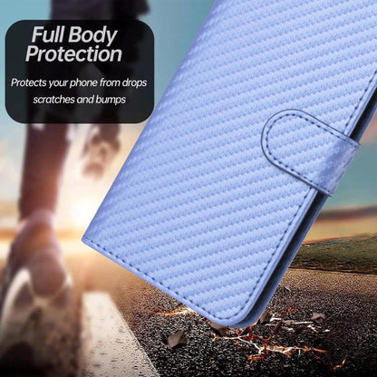 For iPhone 17 Pro Max YX0070 Carbon Fiber Buckle Leather Phone Case with Lanyard(Light Purple) - iPhone 17 Pro Max Cases by buy2fix | Online Shopping UK | buy2fix