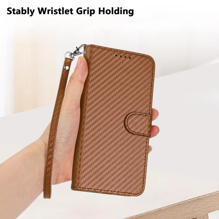 For Google Pixel 10 Pro XL YX0070 Carbon Fiber Buckle Leather Phone Case with Lanyard(Coffee) - Google Cases by buy2fix | Online Shopping UK | buy2fix