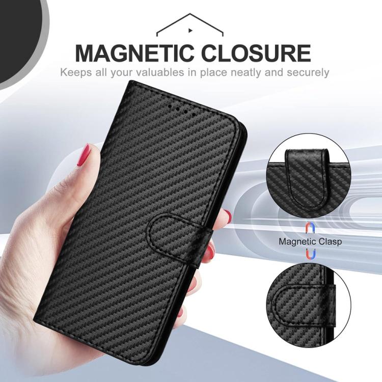 For Google Pixel 10 Pro XL YX0070 Carbon Fiber Buckle Leather Phone Case with Lanyard(Black) - Google Cases by buy2fix | Online Shopping UK | buy2fix